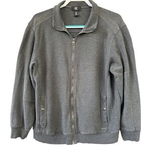 Calvin Klein Men Jacket Gray Medium Zip Up with Pockets Preppy